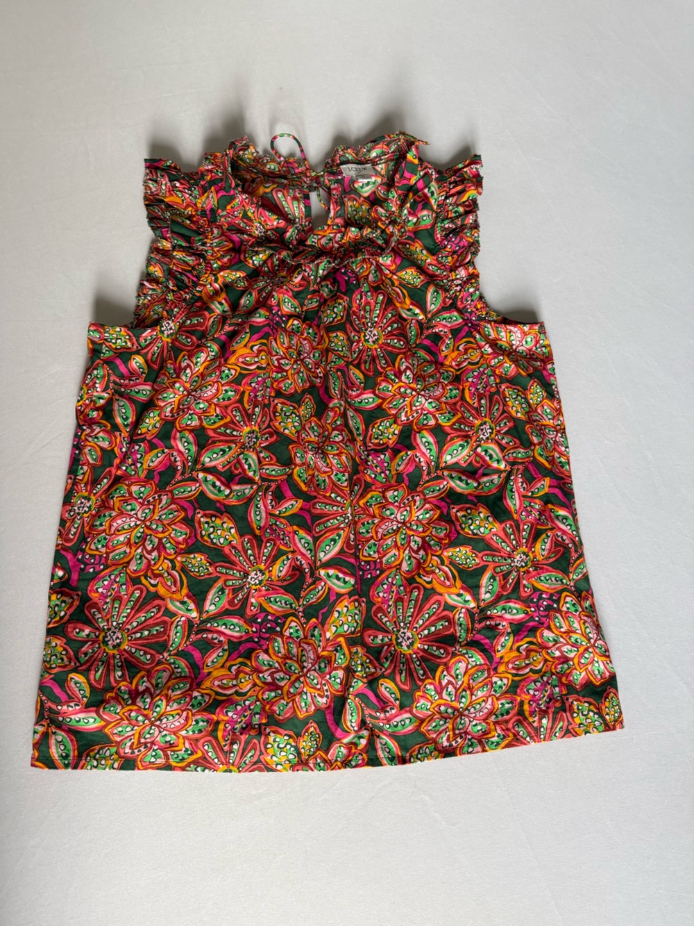 J. Crew Multicolor Floral Smocked Camisole - Green Pink Orange
